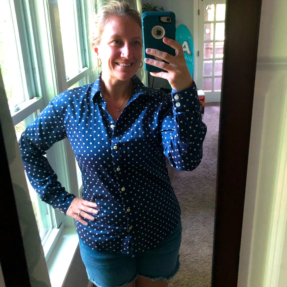 Banana Republic long sleeve polka dot shirt